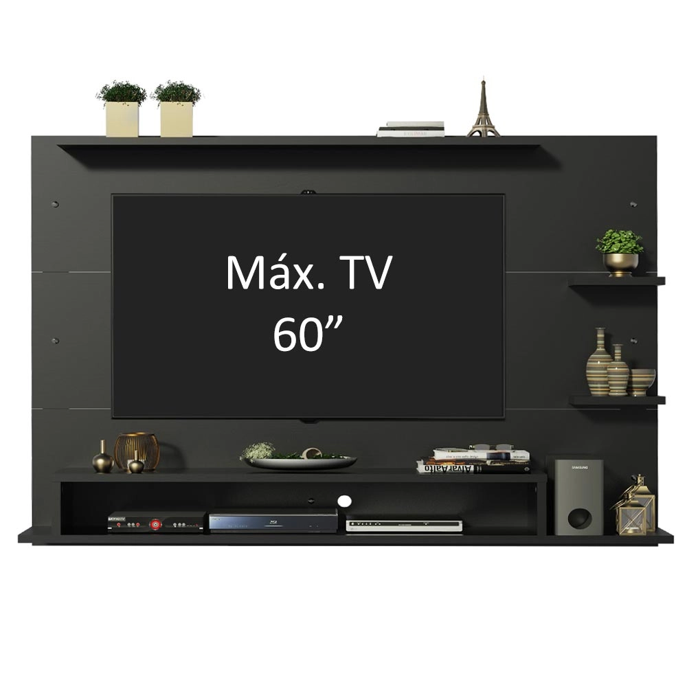 Painel para TV até 60 Polegadas Madesa Alfa Preto Cor:Preto