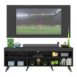 Rack c/ Painel TV 65" Retrô Holanda Multimóveis BR3133 Preto