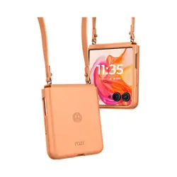 Capa Protetora Original Motorola Com Alça Ajustável Para Razr 50 Ultra Peach Fuzz