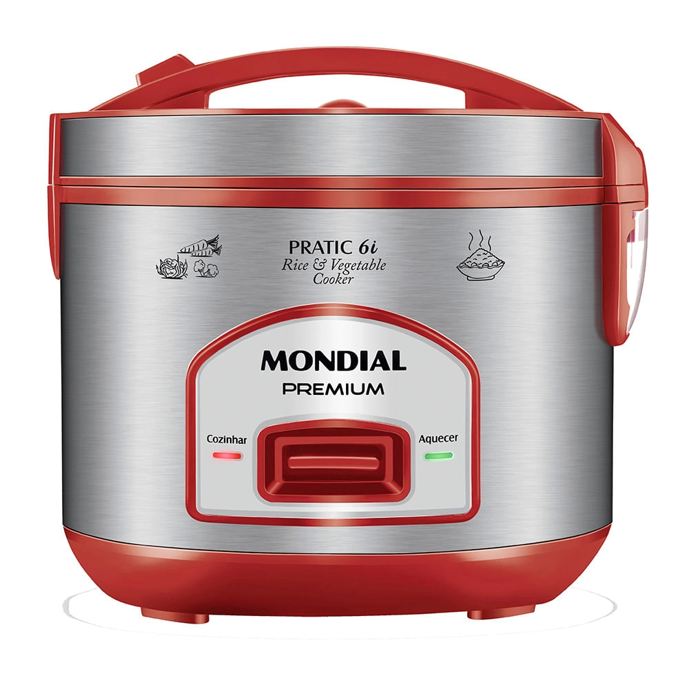 Panela Elétrica Mondial Pratic 6I PE-45-6X PANELA ELÉTRICA DE ARROZ-220V-VERMELHO/INOX