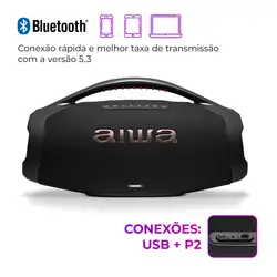 Caixa de Som Boombox Plus AIWA BBS-01B 200W BT 30H IP66 USB