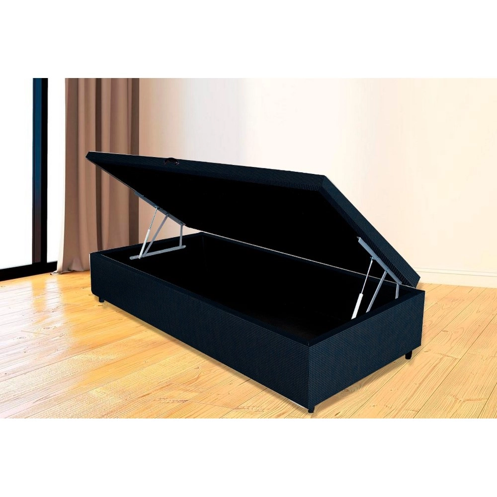 Box Para Colchão Solteirão Baú 88X188X35 Voga Preto C/Pé Aiam