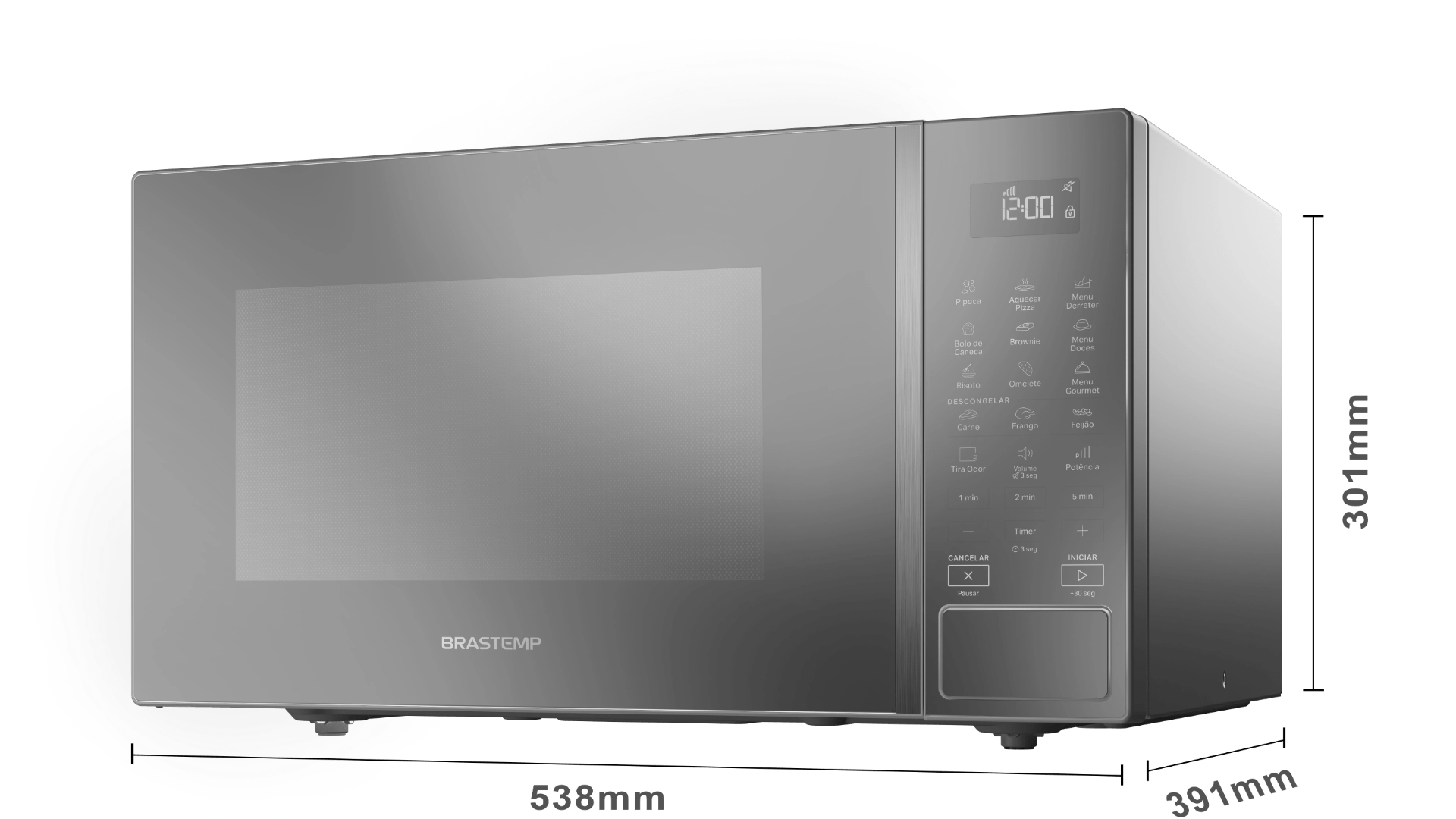 Micro-ondas Brastemp 32 Litros cor cinza espelhado com Menu Gourmet - BMS46AR 220V