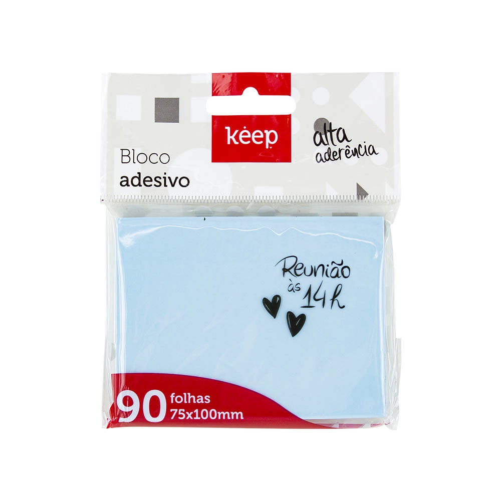 Bloco Adesivo 75x100mm Azul 90fls Keep - EI034 EI034