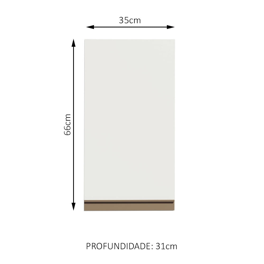 Armário Aéreo Madesa Reims 35 cm 1 Porta Branco Cor:Branco