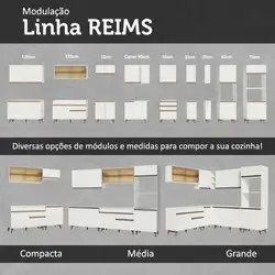 Kit Madesa Reims 120 cm com Armário Aéreo e Balcão Gabinete de Pia Branco Cor:Branco