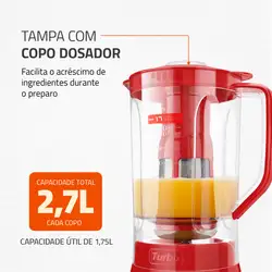 Liquidificador Mondial Turbo 900W L-900 FR-2C LIQUIDIFICADOR 2 COPOS-220V-VERMELHO