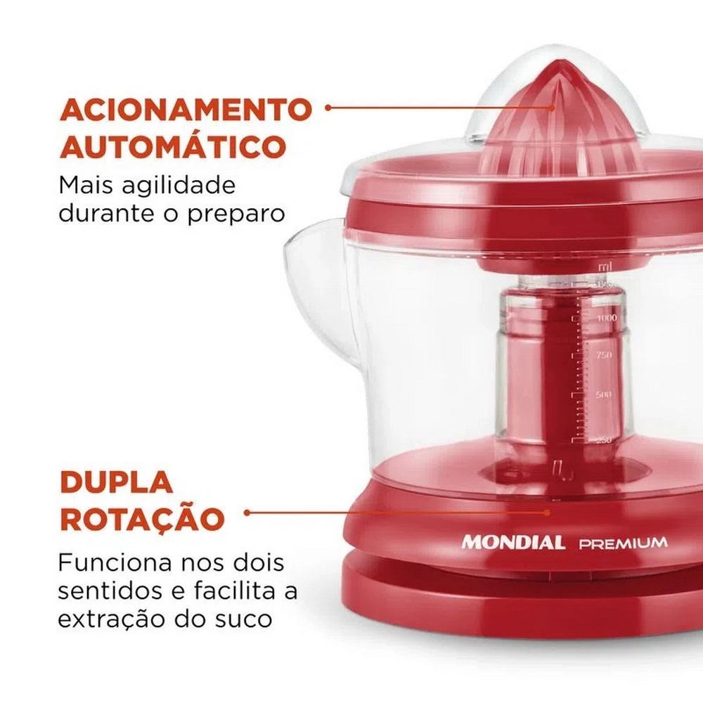 Espremedor de Frutas Mondial Red Premium E-23 Vermelho 220V