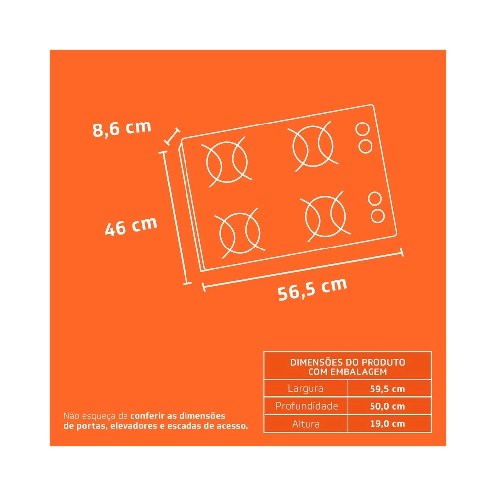 Cooktop 4 Bocas Brastemp BDD61AE Ative! Bivolt