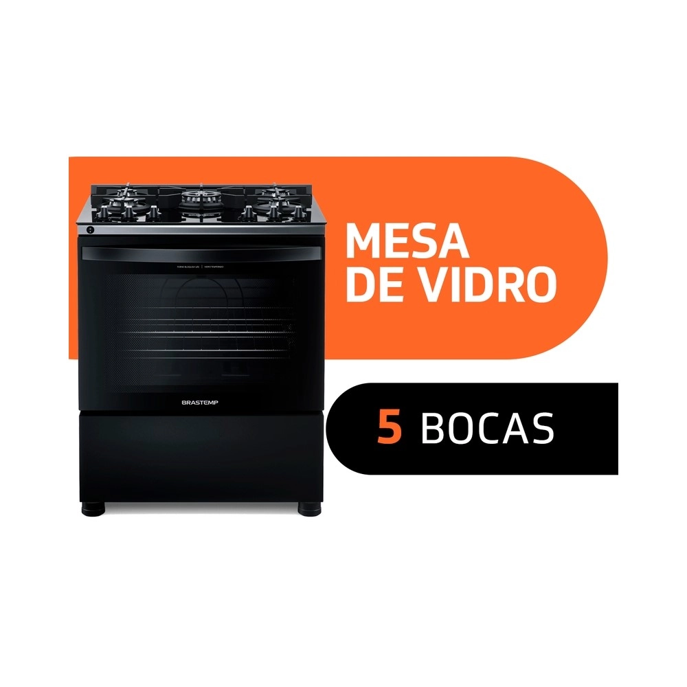 Fogão 5 Bocas Brastemp BFS5VCE Preto Bivolt