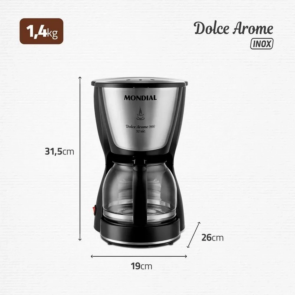 Cafeteira Elétrica Mondial Dolce Arome C-32 32 Xícaras Preta 220V