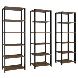 Estante Armário Multiuso para Livros 177cm Rustic/Preto Madesa Cor:Rustic/Preto