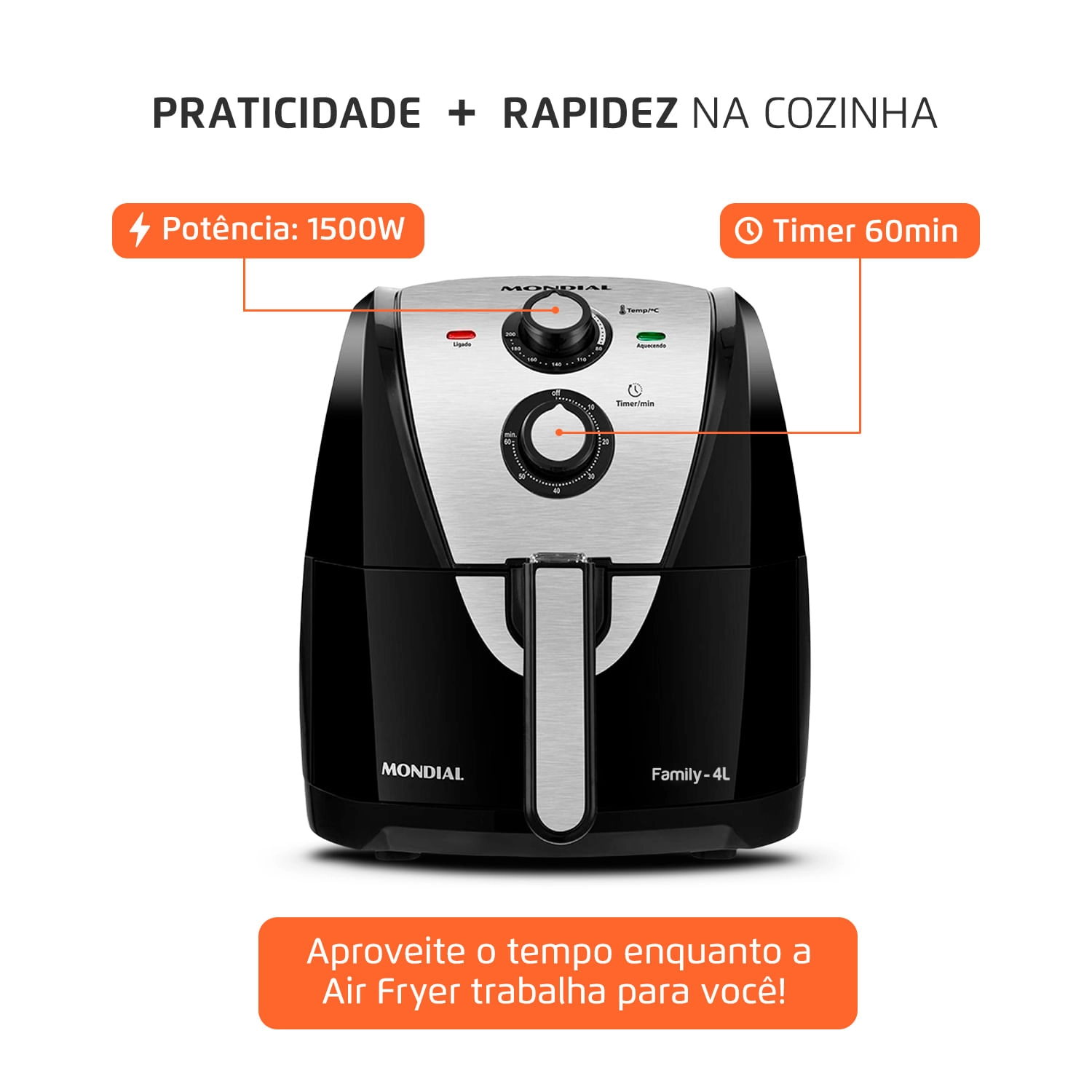 Fritadeira Air Fryer 4 Litros AFN-40-BI Mondial AIR FRYER AFN-40-BI 220V/60HZ .