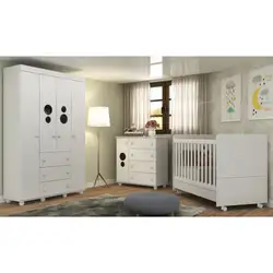 Quarto Completo Pimpolho com berço 3 em 1 com rodízios Multimóveis Branco