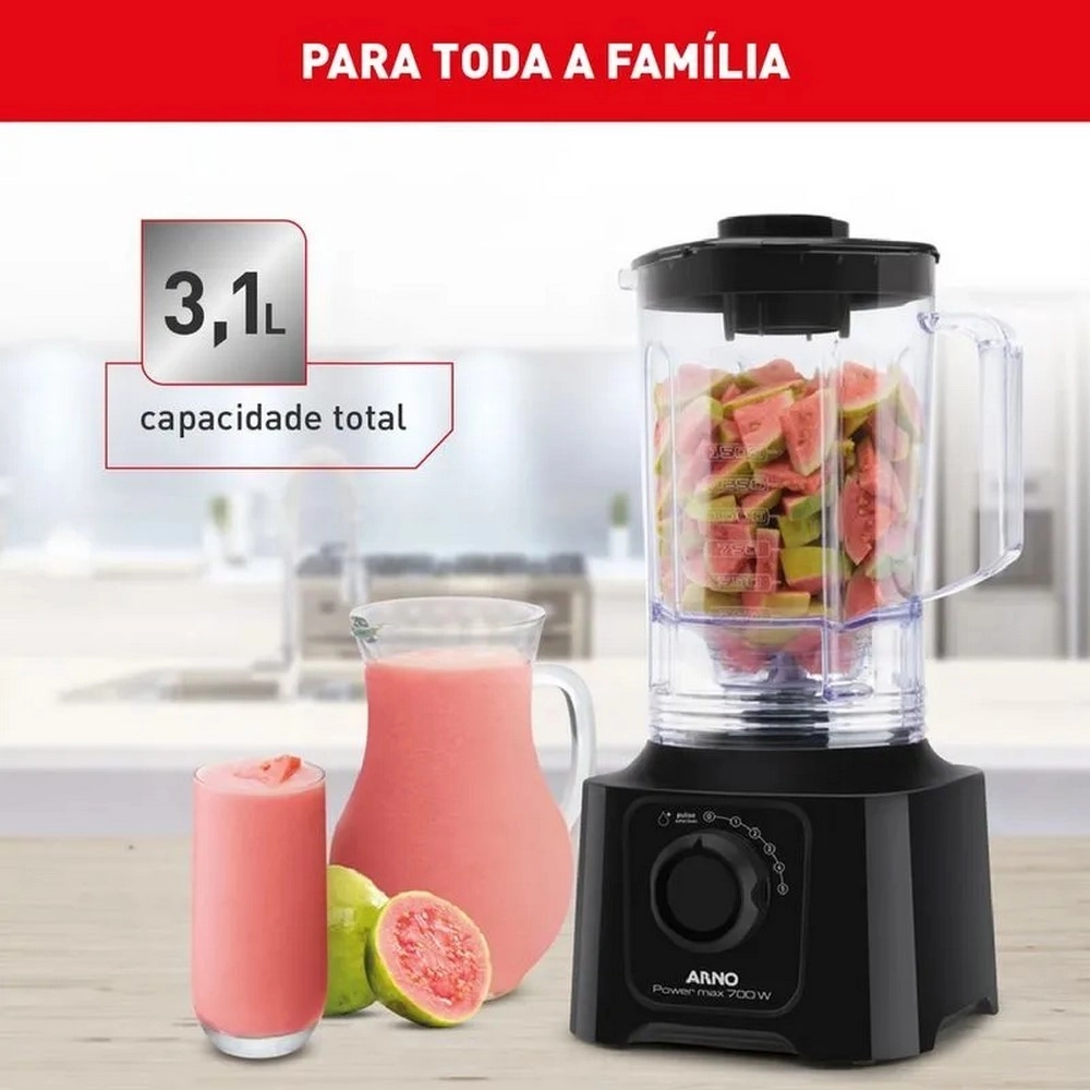 Liquidificador Arno LN50 LN5508B2 Power Max 5 Velocidades 700W Copo 3,1L Preto 220V