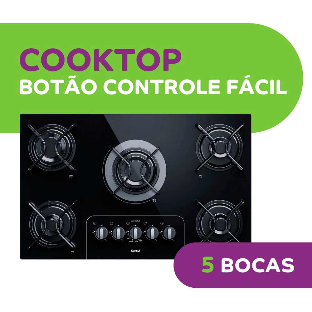 Cooktop 5 Bocas Consul CD075AE Facilite Preto Bivolt