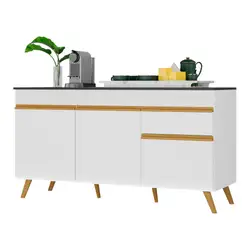 Balcão Cozinha Gabinete Pia 150 cm 3 Portas 1 Gaveta Veneza Multimóveis MP3740 Branco