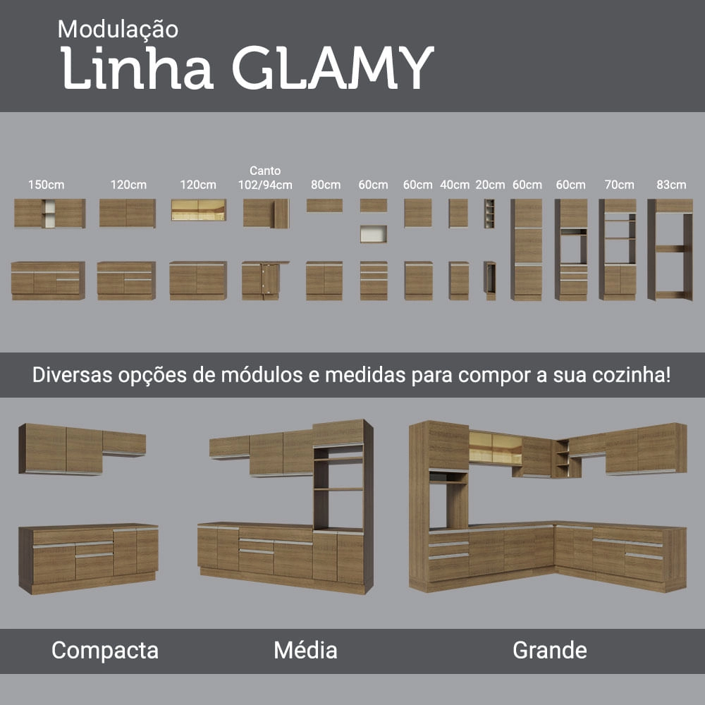 Balcão Gabinete de Pia Madesa Glamy 2 Portas e 3 Gavetas + Porta-Talheres Rustic Cor:Rustic