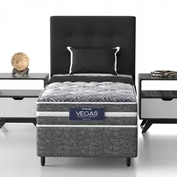 Conjunto Cama Box Solteirão Mola Ensacada Vegas D28 Pillow 88x188x62 110KG Probel