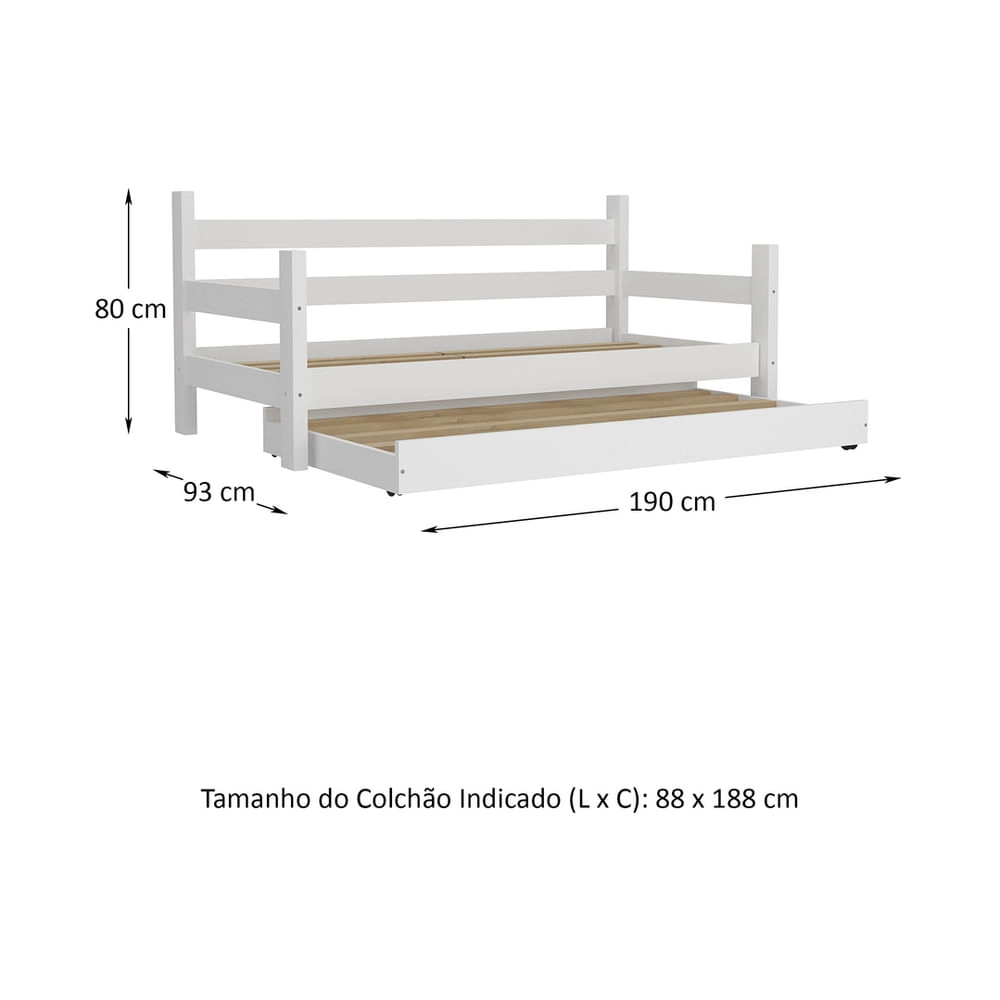 Bicama Madeira Maciça com Colchões Inclusos Paris Multimóveis CR4160 Branco