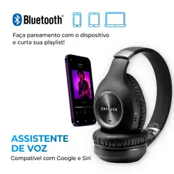 Fone de Ouvido Headphone AIWA HP-02-B BT ANC Alta Definição FONE DE OUVIDO AWS-HP-02-B BIVOLT