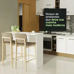 Bancada Ilha para Cozinha 120 cm Branco Madesa Cor:Branco