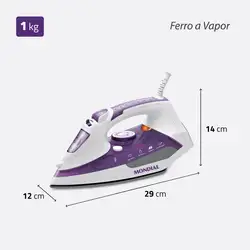 Ferro a Vapor Mondial Ceramic Express F-40 FERRO A VAPOR-220V-BRANCO/LILÁS