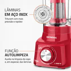 Liquidificador Mondial Turbo 900W L-900 FR-2C LIQUIDIFICADOR 2 COPOS-220V-VERMELHO