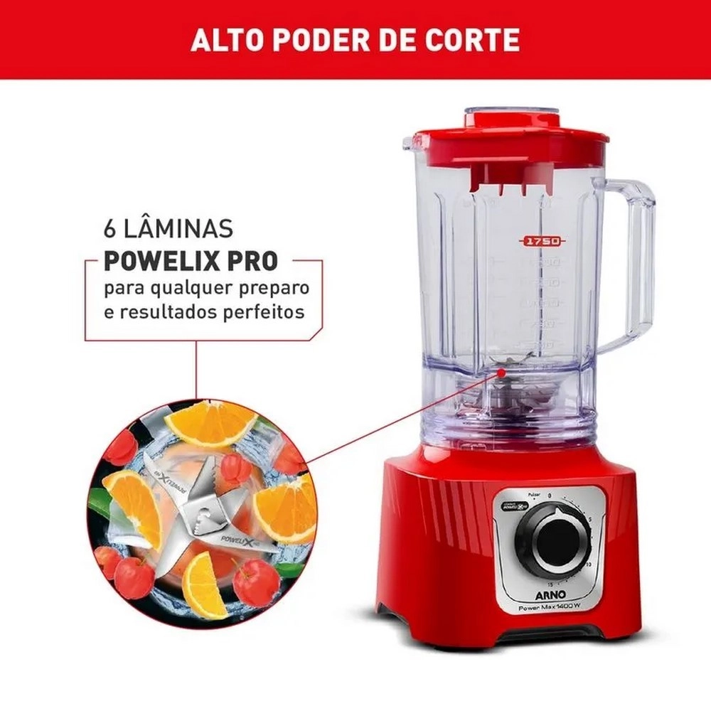 Liquidificador Arno LN63 LN5575B2 Power Max 15 Velocidades 1400W Vermelho 220V