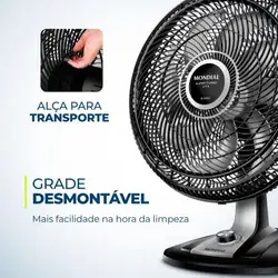 Ventilador de Mesa Mondial 50cm VTX-50-8P Preto/Prata 220v