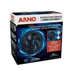 Ventilador de Mesa Arno 40CM VB55 Xtreme Force Breeze Repelente Líquido Desmontável Preto 220V