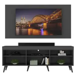 Rack com Painel TV 65" Retrô Flórida Up Multimóveis MP1042 Preto