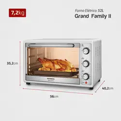 Forno Elétrico 52L Grand Family II Mondial Branco/Inox - FR-52-W FORNO ELETRICO FR-52-W 220V/60Hz