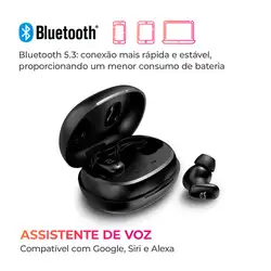 Fone de Ouvido Earbud AIWA AWS-EB-03-B BT IPX5 ANC Modo Ambiente EARBUD AWS-EB-03-B BIVOLT