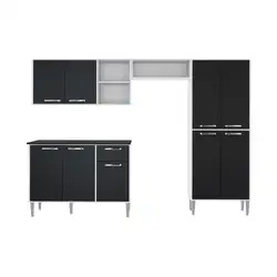 Armário de Cozinha Compacta Xangai Plus Multimóveis Branco/preto