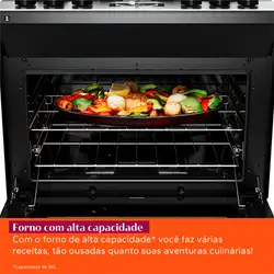 Fogão Brastemp 5 Bocas Cor Inox Com Mesa de Vidro, Turbo Chama e Timer - BFS5XAR BIVOLT