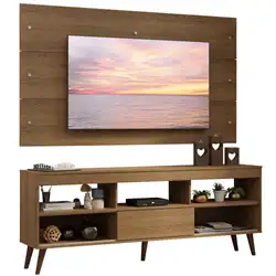 Rack com Painel para TV até 65 Polegadas com Pés Rustic Detroit Madesa Cor:Rustic