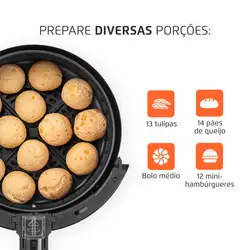 Fritadeira Elétrica Mondial Inox IV AF-30-I AIR FRYER	-220V-PRETO/INOX