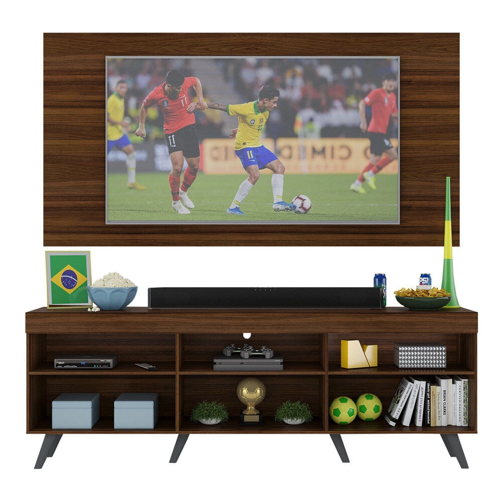 Rack c/ Painel TV 65" Retrô Holanda Multimóveis BR3133 Duna/Preto