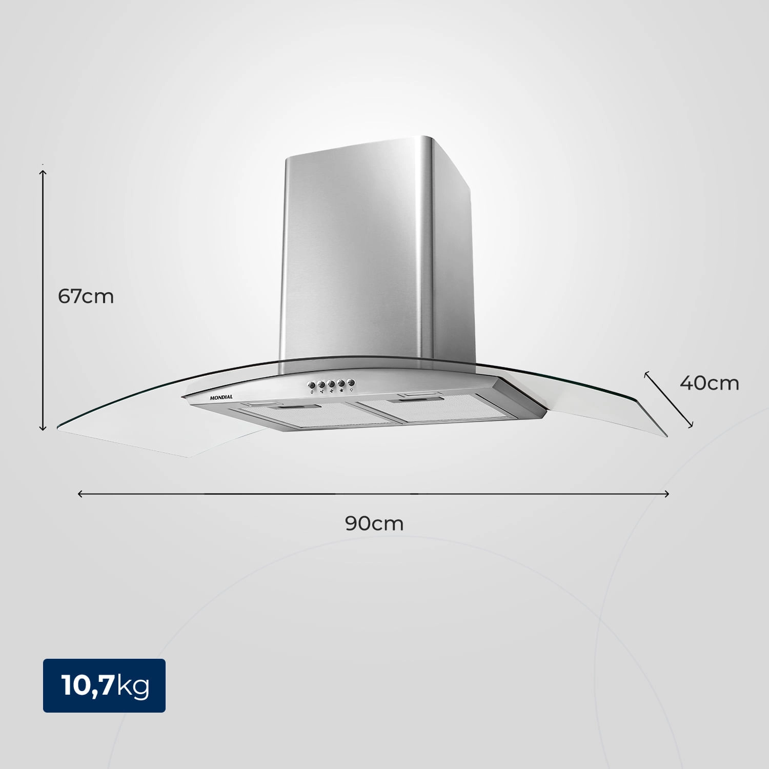 Coifa de Parede Mondial CF90-01 COIFA DE PAREDE-220V-INOX