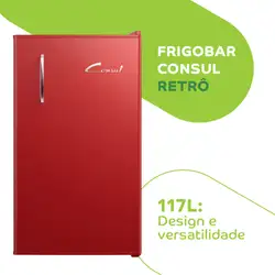 Frigobar Consul Retrô 117 Litros Vermelho Carmim - CRA12AV 220v