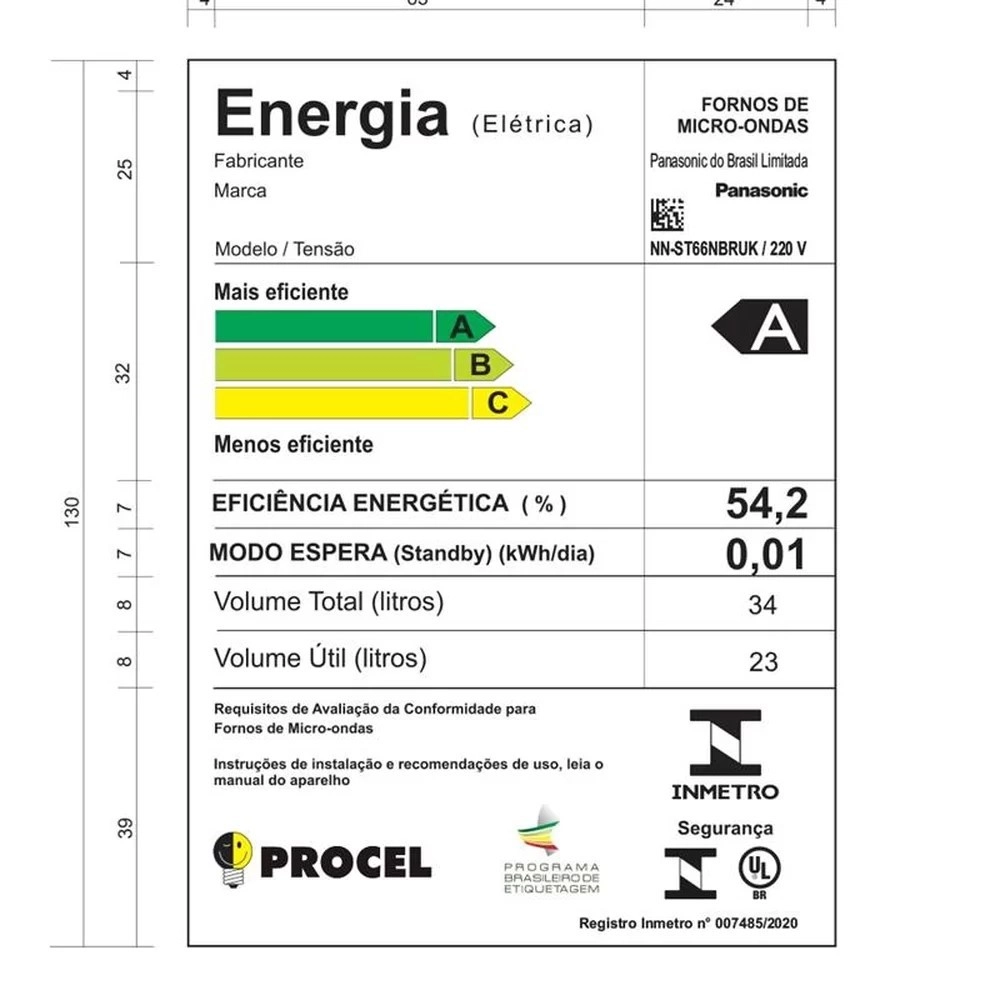 Micro-ondas Panasonic NN-ST66NBRUK 34L Dupla Refeição Tecnologia Antibacteria Preto 220V