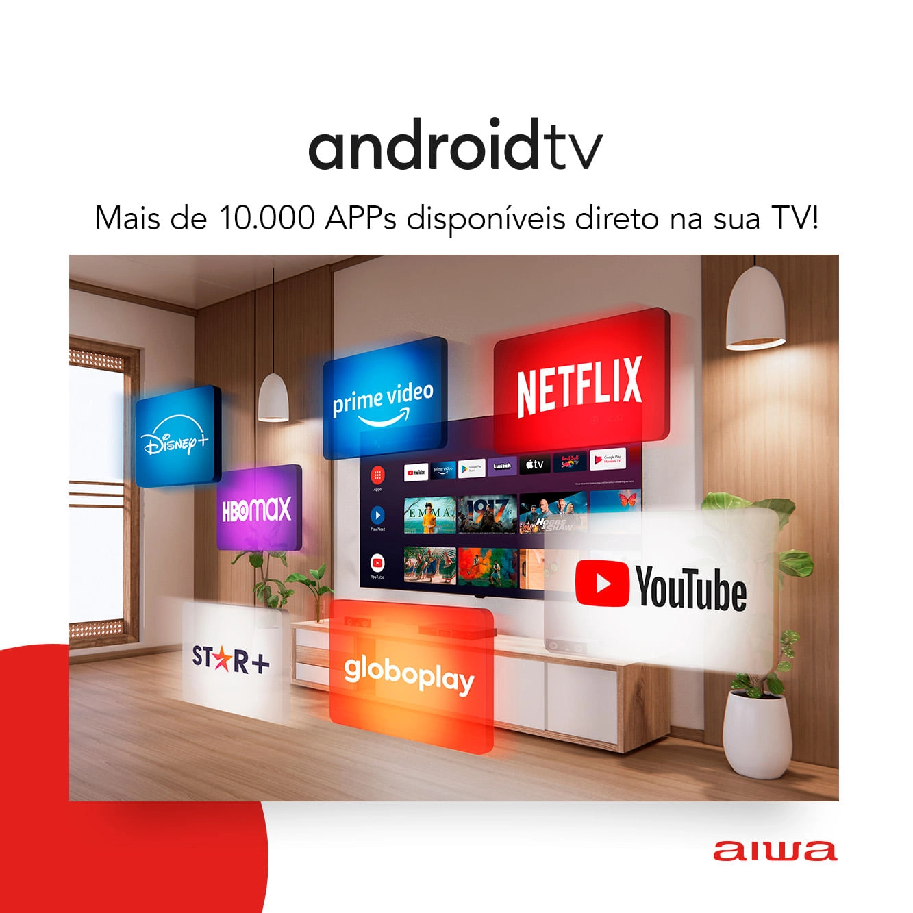 Smart TV Aiwa 55” Android, 4K, Borda Ultrafina, Dolby Vision & Atmos - AWS-TV-55-BL-01-A