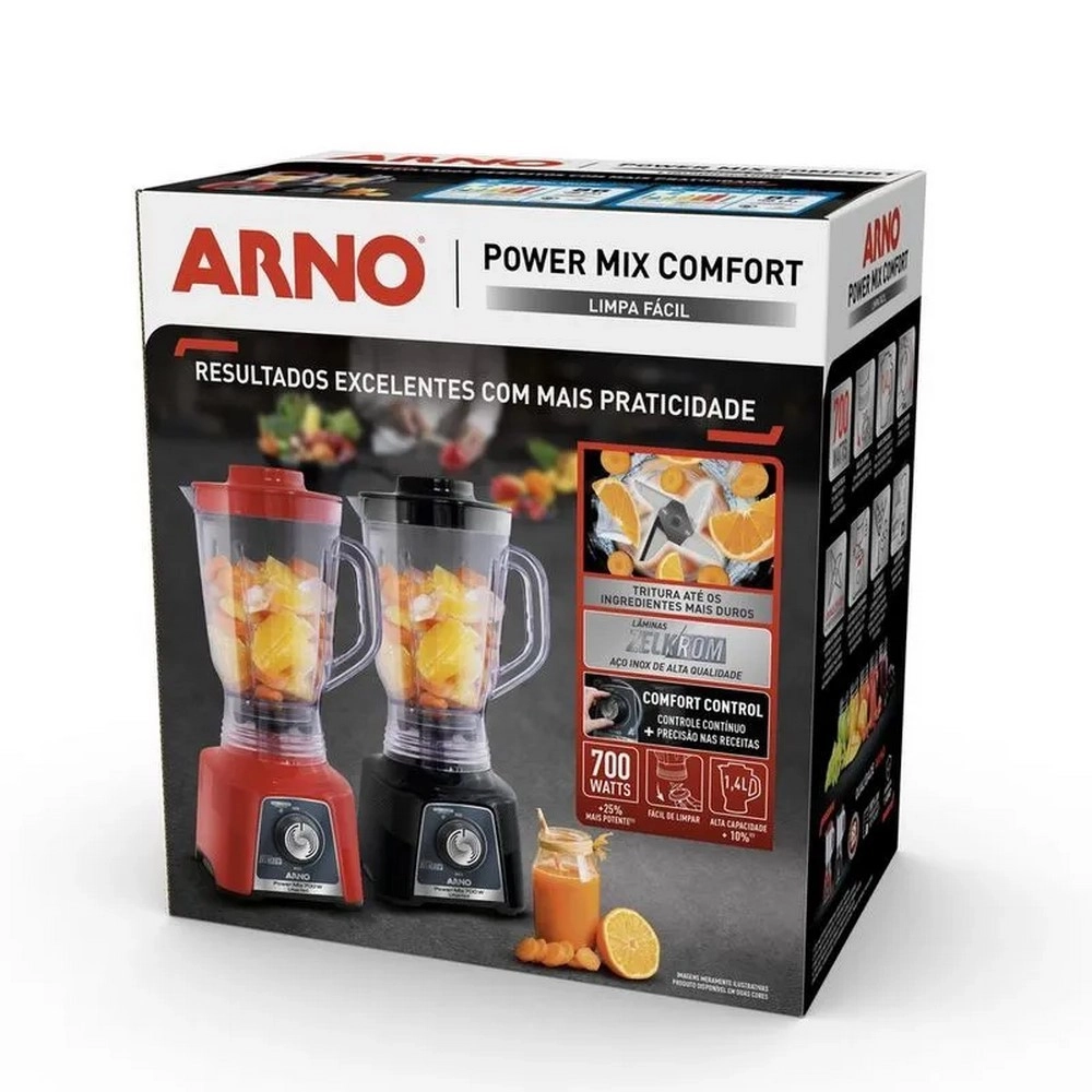 Liquidificador Arno LQ35 Power Mix Limpa Fácil LN296BB2 700W Comfort Control+Pulsar 1,4L Preto 220V