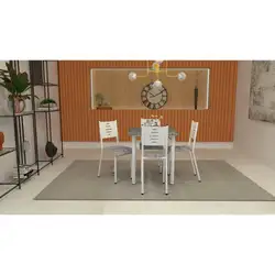 Conjunto Mesa 4 Cadeiras Quadrada 70X70 Granito Esmeralda/Malta Avaí Branco Incomel/Decoroar