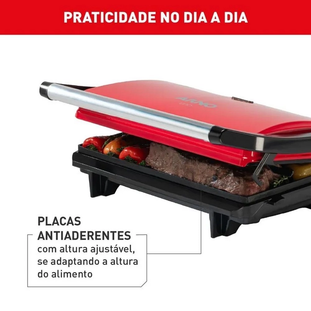 Sanduicheira Grill Arno Uno GUNO 760W Vermelha 220V