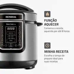 Panela de Pressão Elétrica Digital 6L Mondial Preto/Inox - PE-60-6L-I PAN. ELET. PRESS. PE-60-6L-I 220V/60HZ