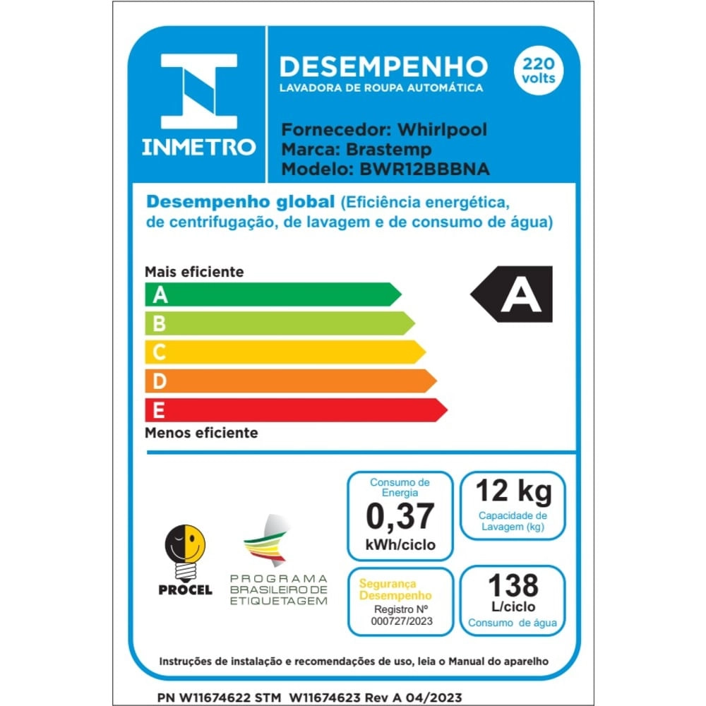 Máquina de Lavar Brastemp 12Kg Branca Água Quente com Ciclo Tira Manchas Pro e Smart Sensor - BWR12BB 220V