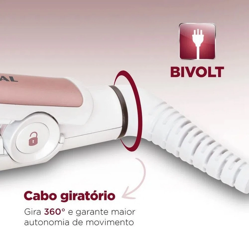 Chapinha Mondial Alisadora P-50 Branco Rose Gold Bivolt