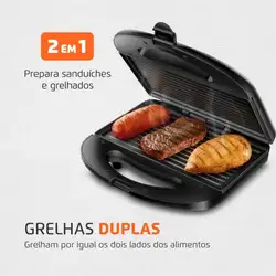 Sanduicheira Mondial Pratic Grill SN-01 Antiaderente 750W Preta 220V